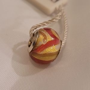 Persona Murano Glass Sterling Silver 925 Peach, Pink, Orange & Gold Charm Bead